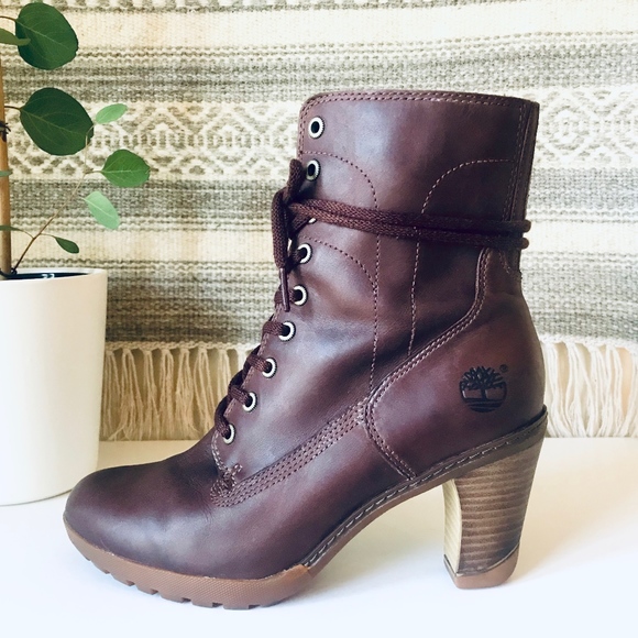 Timberland Brown Leather High Heel Boot 